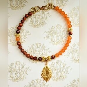Orange Jade, Czech And Glass Beads and Orange Crystal AB Necklace